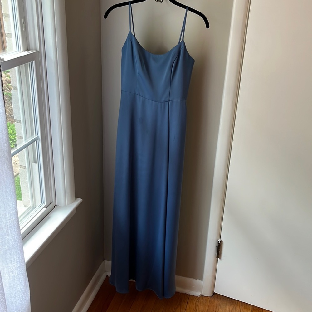 David’s Bridal Crepe-Back Satin Spaghetti Strap Bridesmaid Dress. Size 2.